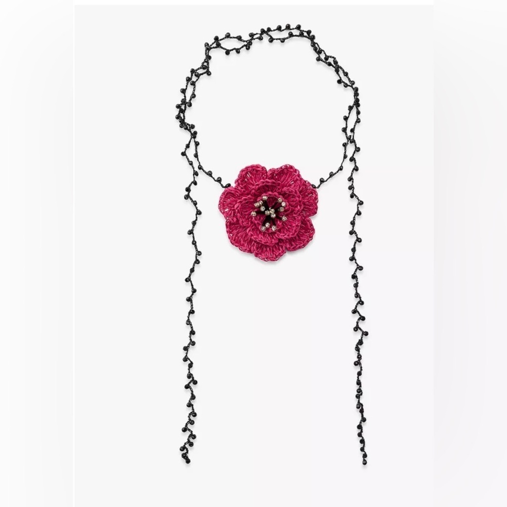 Zara‎ RAFFIA FLOWER NECKLACE - Picture 3 of 4
